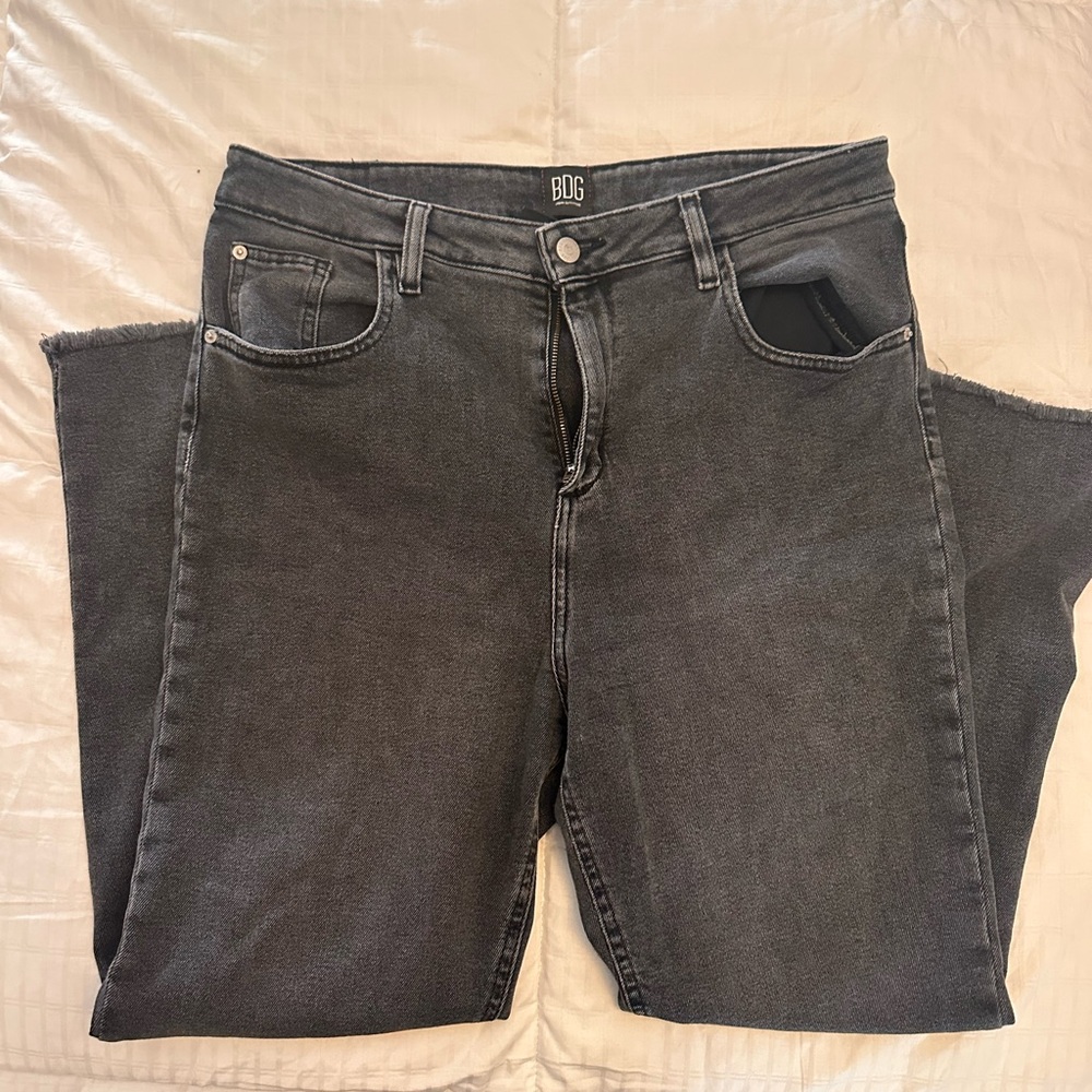 Urban Outfitters BDG Women's Black Kick Flare High Rise Cropped Jeans